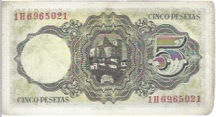 Espanha 5 Pesetas 1951
